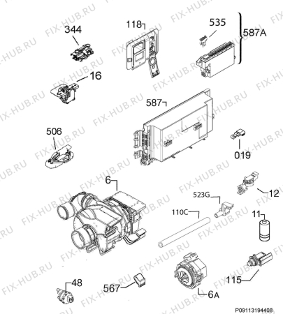 Схема №2 GS60GVXM с изображением Блок управления для посудомойки Aeg 973911434374014